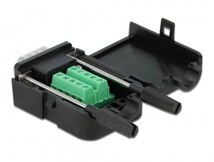 Delock D-Sub9 Stecker zu Terminalblock mit Gehäuse