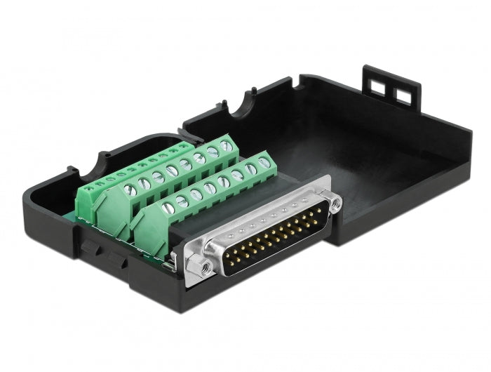Delock D-Sub25 Stecker zu Terminalblock Adapter mit Gehäuse