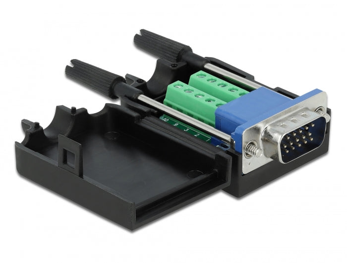Delock VGA15 Stecker zu Terminalblock Adapter mit Gehäuse
