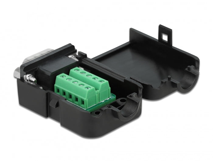 Delock D-Sub9 Stecker zu Terminalblock mit Gehäuse