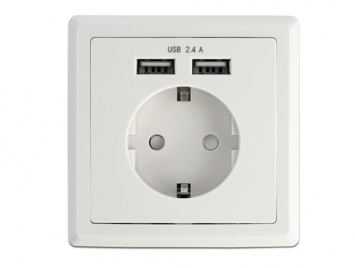Delock Einbausteckdose mit 2 x USB Typ-A Ladeport 2,4 A
