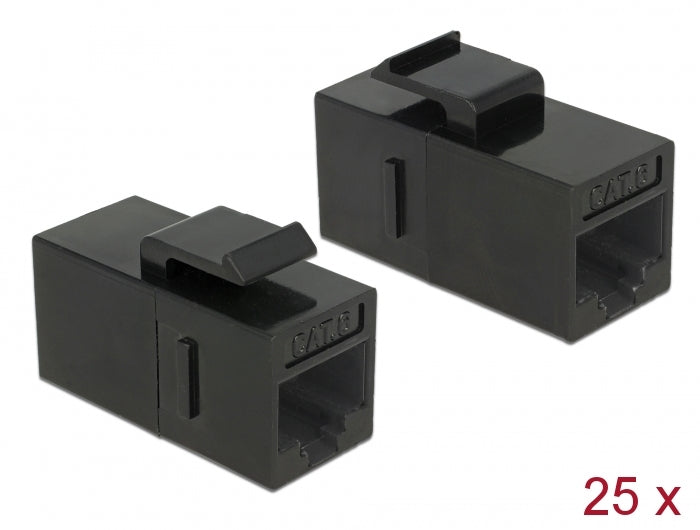 Delock Keystone Modul RJ45 Buchse > RJ45 Buchse Cat.6 UTP schwarz 25 Stück
