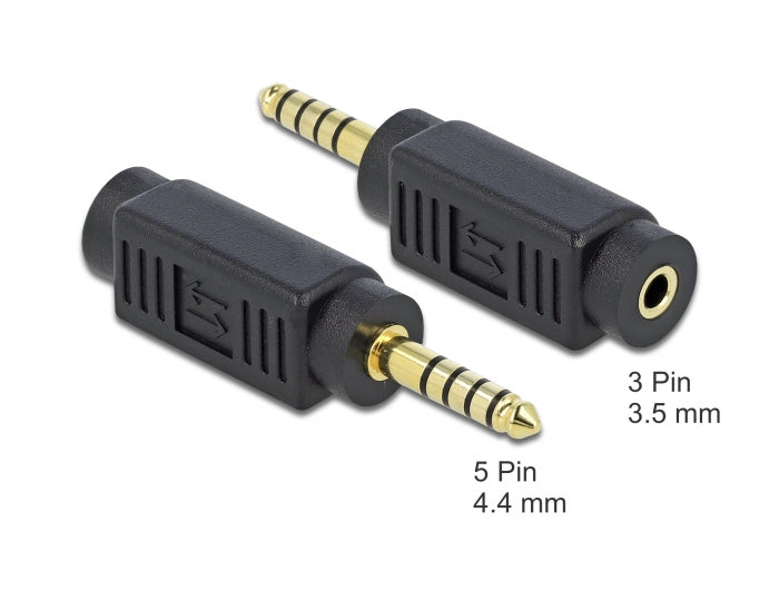 Delock Adapter Klinkenstecker 4,4 mm 5 Pin zu Klinkenbuchse 3,5 mm 3 Pin