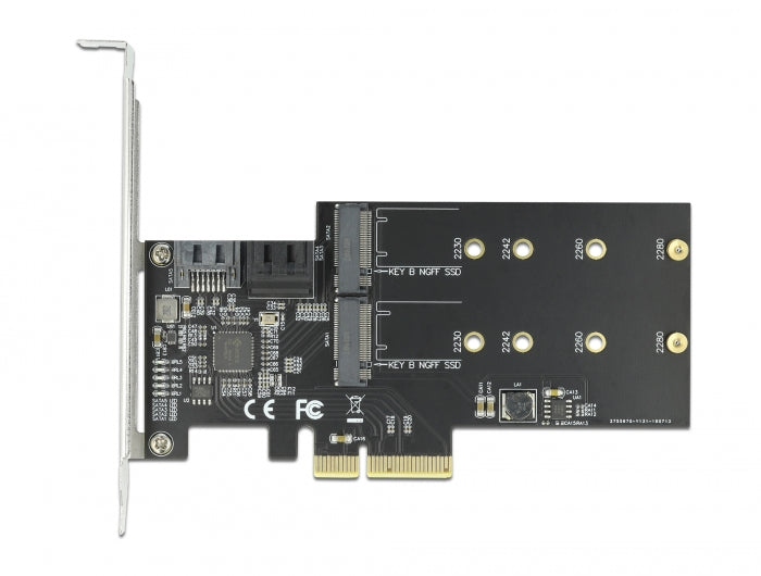 Delock 3 Port SATA und 2 Slot M.2 Key B PCI Express x4 Karte - Low Profile Formfaktor
