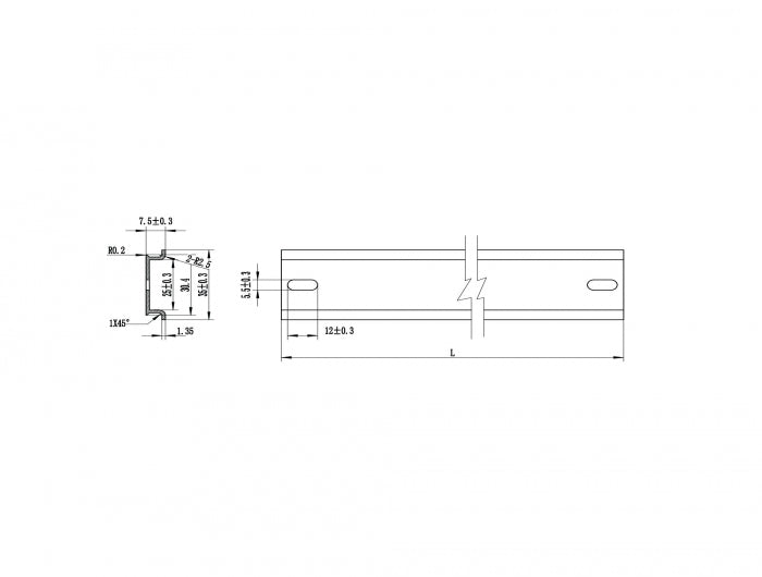 Delock Hutschiene 35 x 7,5 mm (25 cm) Aluminium