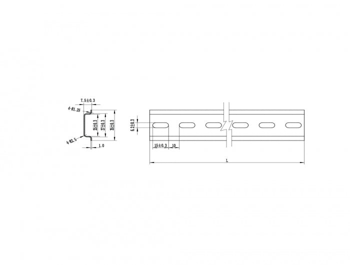 Delock Hutschiene 35 x 7,5 mm (25 cm) Stahl