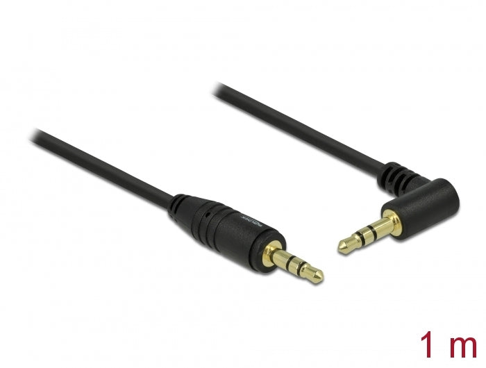 Delock Klinkenkabel 3,5 mm 3 Pin Stecker > Stecker gewinkelt 1 m schwarz