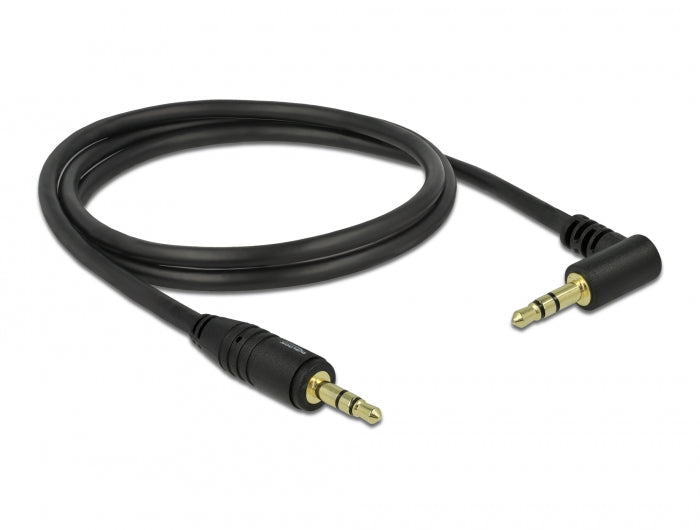 Delock Klinkenkabel 3,5 mm 3 Pin Stecker > Stecker gewinkelt 1 m schwarz