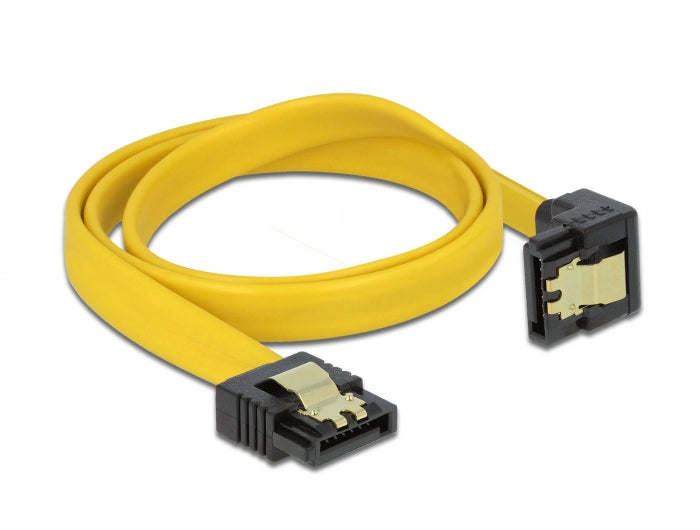 Delock SATA 3 Gb/s Kabel gerade auf unten gewinkelt 50 cm gelb