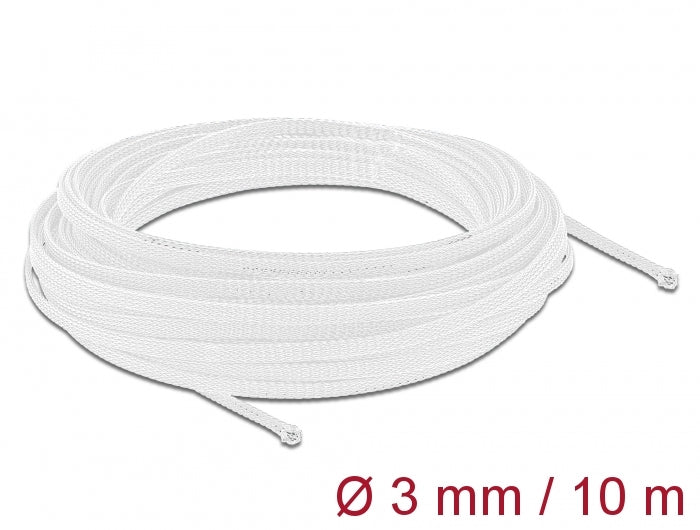 Delock Geflechtschlauch dehnbar 10 m x 3 mm weiß
