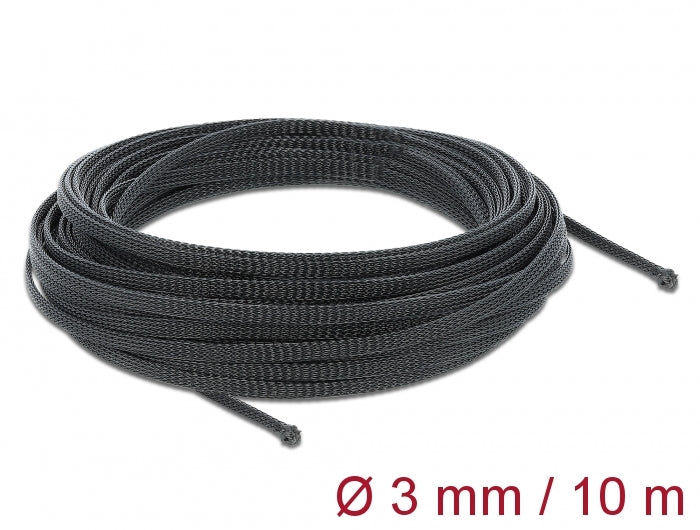 Delock Geflechtschlauch dehnbar 10 m x 3 mm schwarz