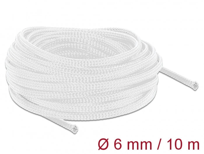 Delock Geflechtschlauch dehnbar 10 m x 6 mm weiß