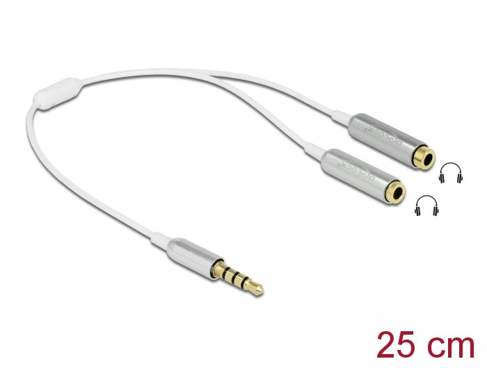 Delock Kabel Audio Splitter Klinkenstecker 3,5 mm 4 Pin > 2 x Klinkenbuchse 3,5 mm 4 Pin 25 cm