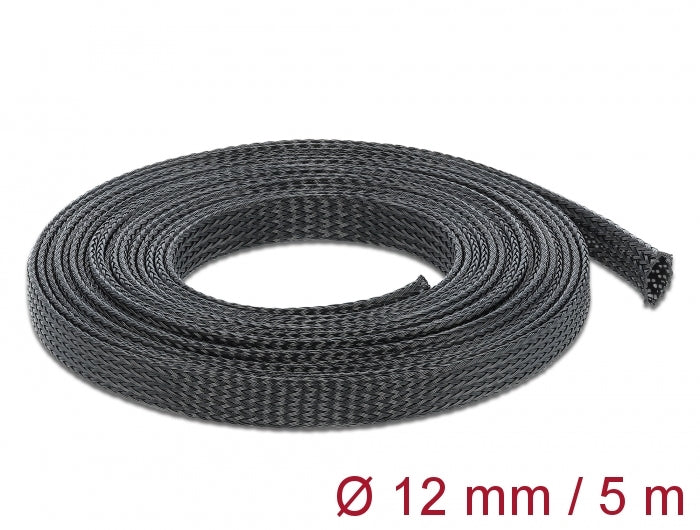 Delock Geflechtschlauch dehnbar 5 m x 12 mm schwarz