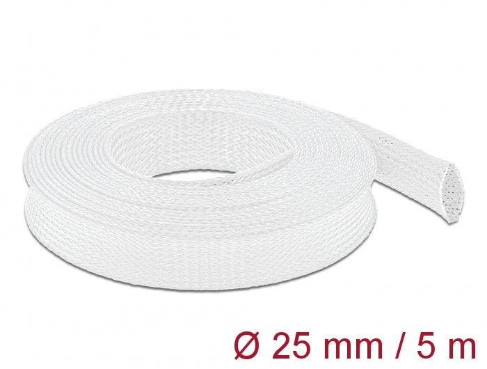 Delock Geflechtschlauch dehnbar 5 m x 25 mm weiß
