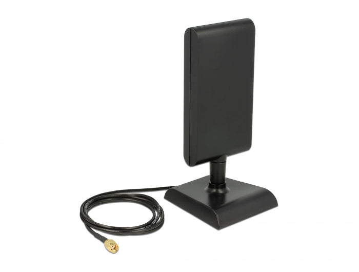 Delock WLAN 802.11 ac/a/h/b/g/n Antenne RP-SMA Stecker 6 - 9 dBi direktional mit magnetischem Standfuß und Anschlusskabel ULA 100 1 m schwarz