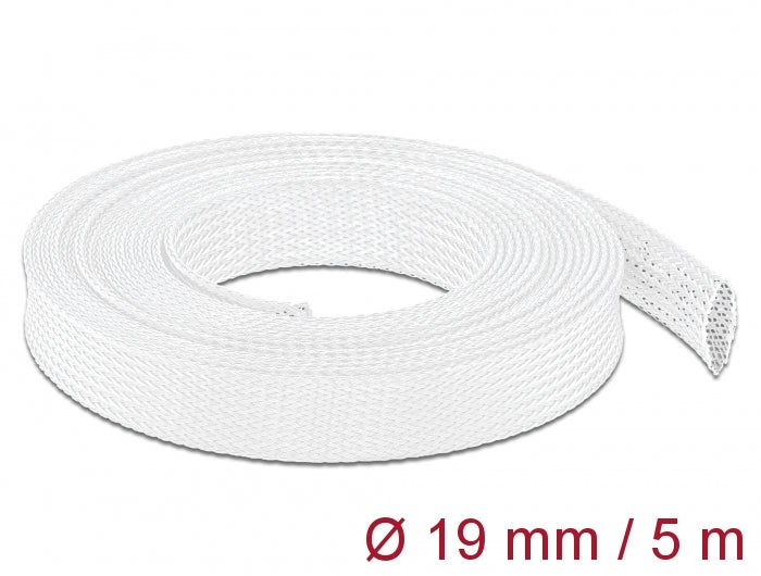 Delock Geflechtschlauch dehnbar 5 m x 19 mm weiß