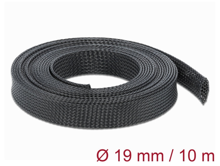 Delock Geflechtschlauch dehnbar 10 m x 19 mm schwarz