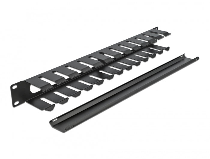Delock 19″ Kabelmanagement Rangierpanel mit 2 Öffnungen 1 HE schwarz