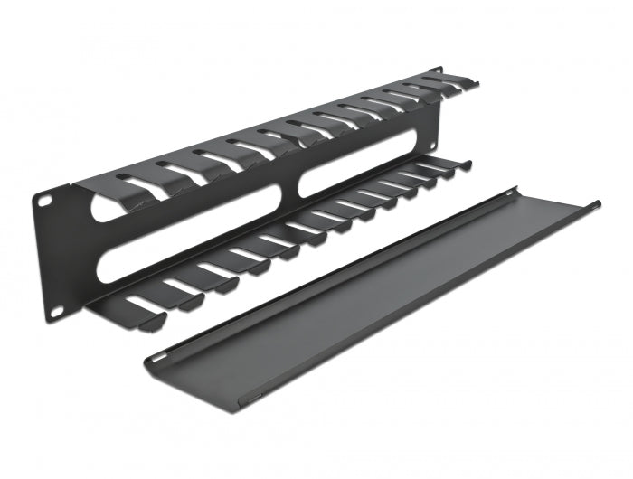 Delock 19″ Kabelmanagement Rangierpanel mit 4 Öffnungen 2 HE schwarz