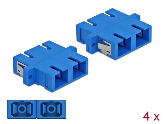 Delock LWL Kupplung SC Duplex Buchse zu SC Duplex Buchse Singlemode 4 Stück blau
