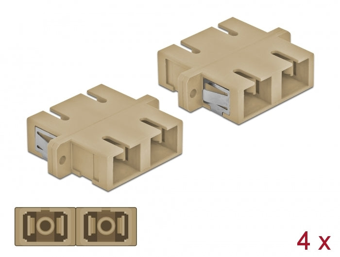 Delock LWL Kupplung SC Duplex Buchse zu SC Duplex Buchse Multimode 4 Stück beige