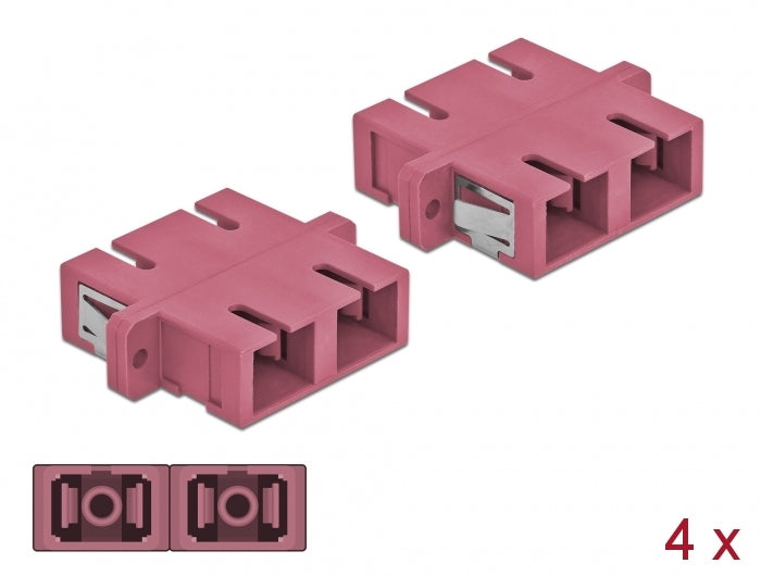 Delock LWL Kupplung SC Duplex Buchse zu SC Duplex Buchse Multimode 4 Stück violett