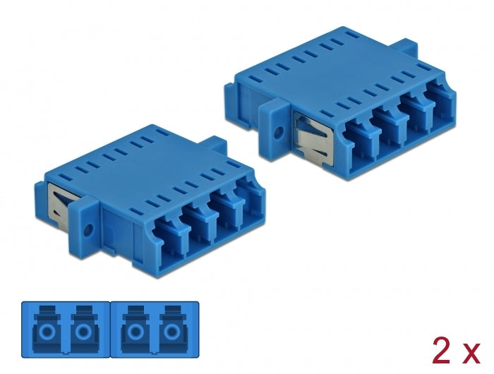 Delock LWL Kupplung LC Quad Buchse zu LC Quad Buchse Singlemode 2 Stück blau