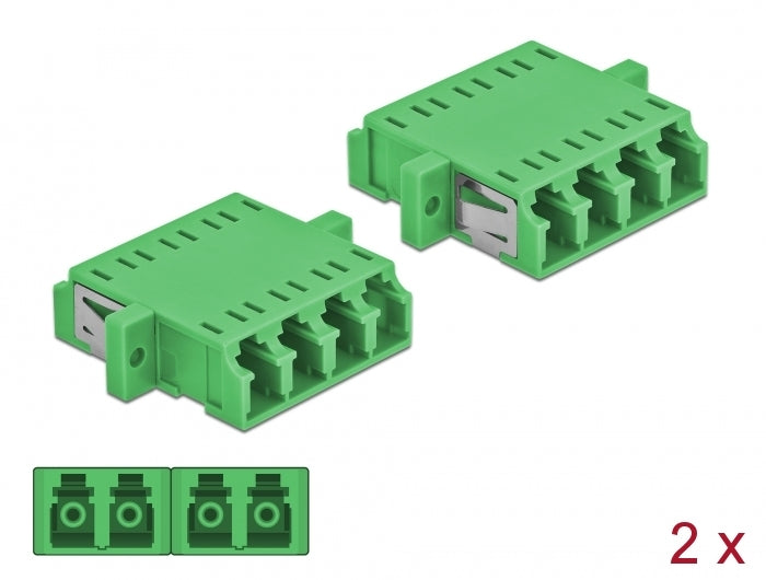 Delock LWL Kupplung LC Quad Buchse zu LC Quad Buchse Singlemode 2 Stück grün