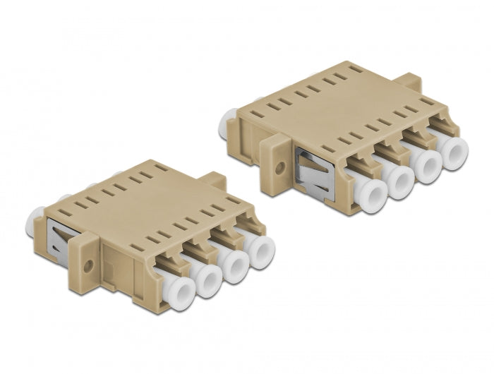 Delock LWL Kupplung LC Quad Buchse zu LC Quad Buchse Multimode 2 Stück beige