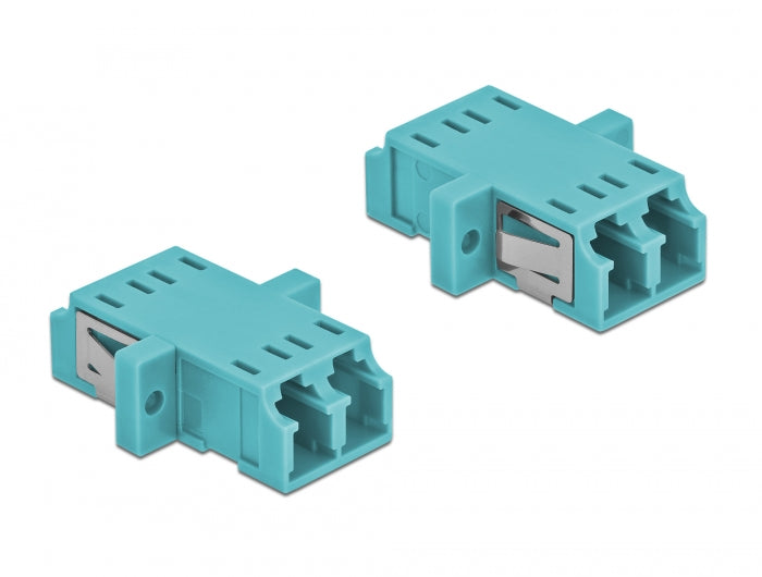 Delock LWL Kupplung LC Duplex Buchse zu LC Duplex Buchse Multimode 2 Stück hellblau