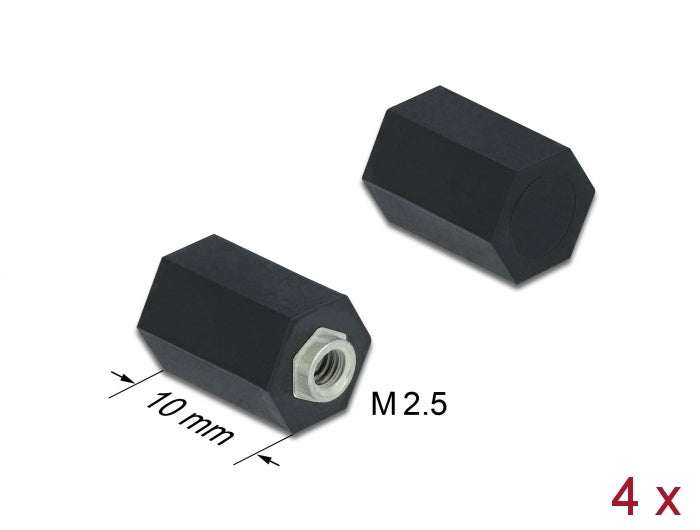Delock Abstandshalter M2.5, Sechskant, Innen, 10 mm schwarz 4 Stück