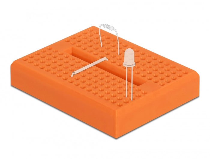 Delock Experimentier-Mini Steckbrett 170 Kontakte orange