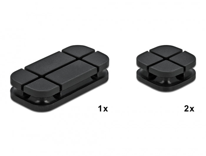 Delock Kabelhalter Kombi Set 3 Stück schwarz