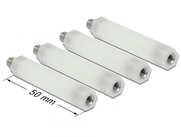 Delock Abstandshalter M5 x M4, Sechskant, Innen / Außen, 50 mm natur 4 Stück