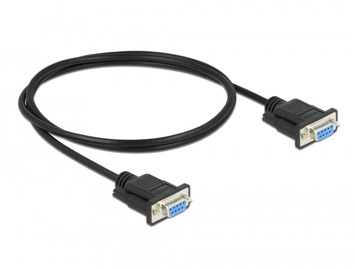 Delock RS-232 Kabel Seriell D-Sub 9 Buchse zu Buchse Nullmodem mit schmalem Steckergehäuse - CTS / RTS auto control - 1 m
