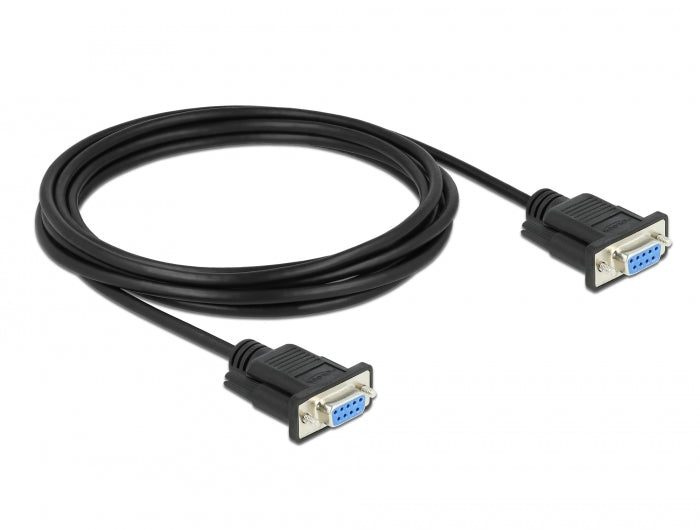 Delock RS-232 Kabel Seriell D-Sub9 Buchse zu Buchse Nullmodem mit schmalem Steckergehäuse 3 m