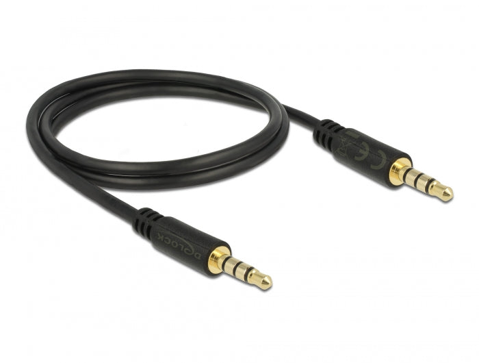 Delock Klinkenkabel 3,5 mm 4 Pin Stecker zu Stecker 1 m schwarz