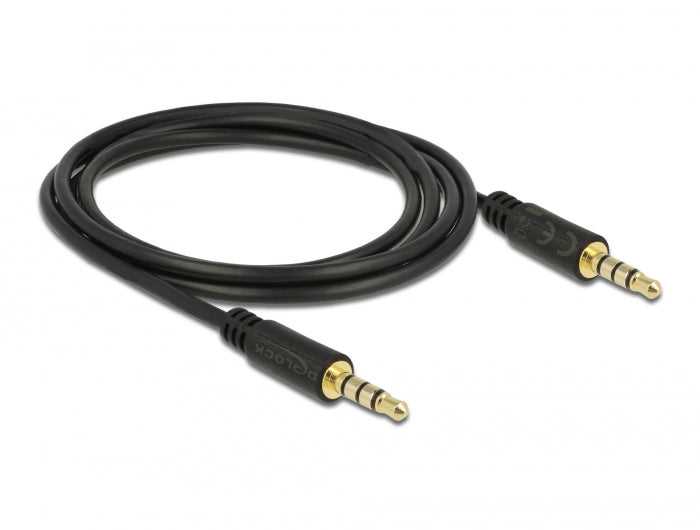 Delock Klinkenkabel 3,5 mm 4 Pin Stecker zu Stecker 2 m schwarz