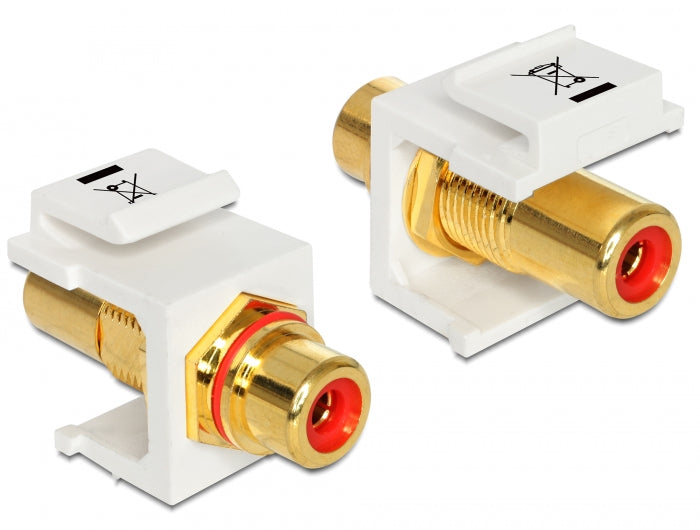 Delock Keystone Modul Cinch Buchse > Cinch Buchse vergoldet rot / weiß