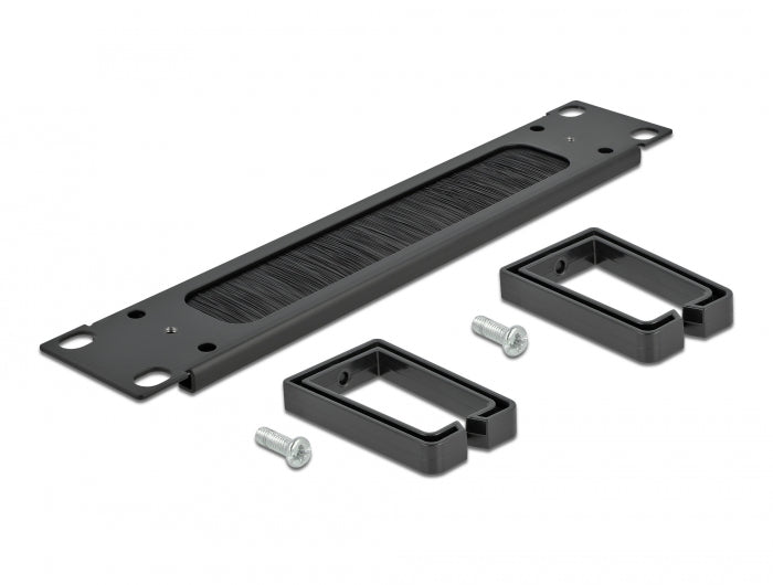 Delock 10″ Kabelmanagement Bürstenleiste mit 2 Bügeln 1 HE schwarz