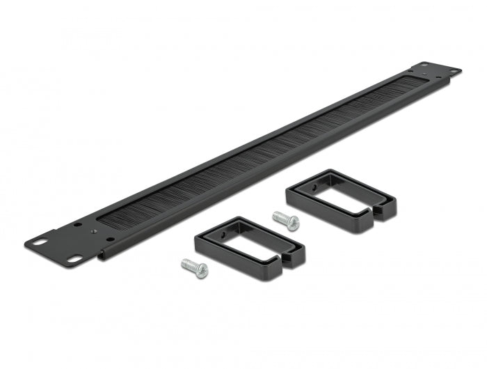 Delock 19″ Kabelmanagement Bürstenleiste mit 2 Bügeln 1 HE schwarz