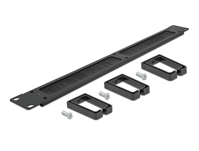 Delock 19″ Kabelmanagement Bürstenleiste mit 3 Bügeln 1 HE schwarz