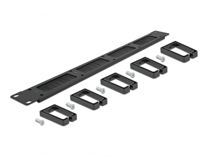 Delock 19″ Kabelmanagement Bürstenleiste mit 5 Bügeln 1 HE schwarz