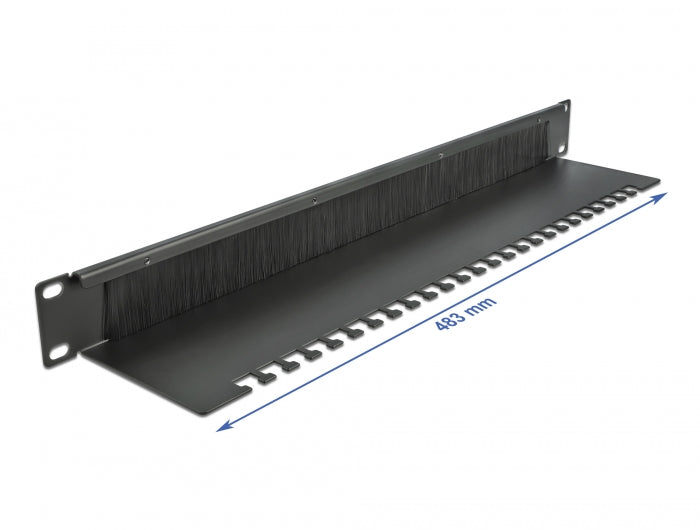 Delock 19″ Kabelmanagement Bürstenleiste mit Kabelabfangplatte 1 HE schwarz