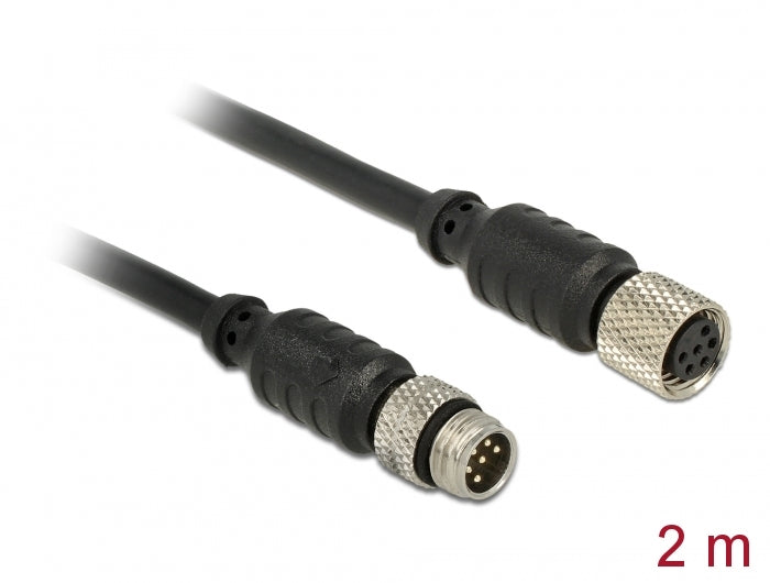 Delock M8 Sensor- / Aktorverlängerungskabel M8 6 Pin Stecker zu M8 6 Pin Buchse wasserdicht 2 m