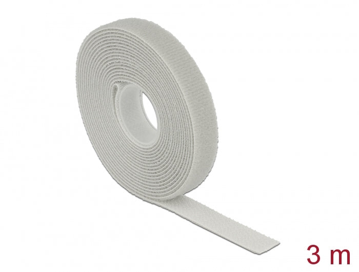 Delock Klettband auf Rolle L 3 m x B 13 mm grau