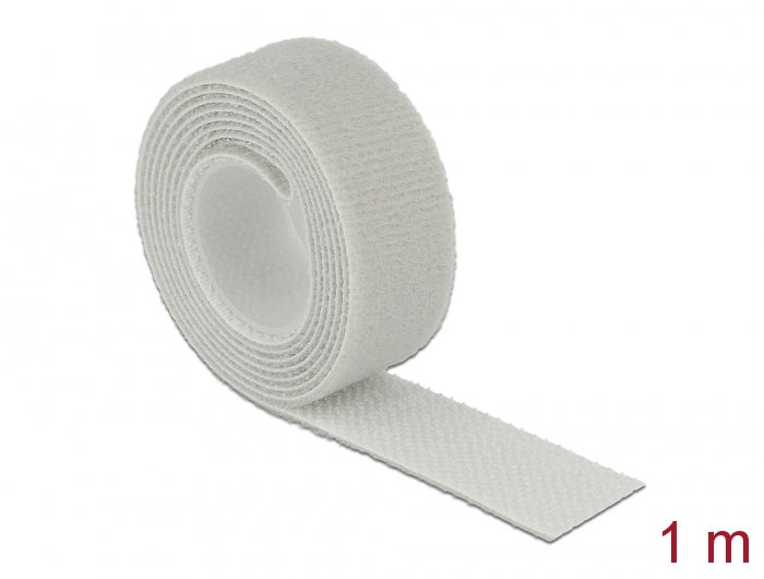 Delock Klettband auf Rolle L 1 m x B 20 mm grau