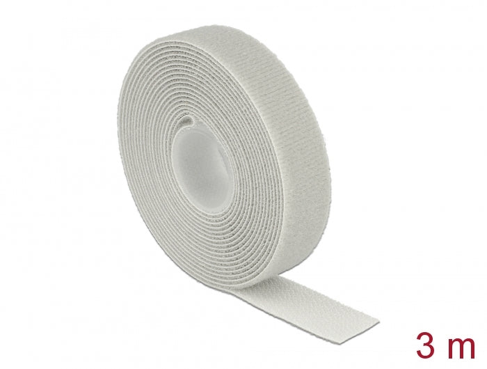 Delock Klettband auf Rolle L 3 m x B 20 mm grau