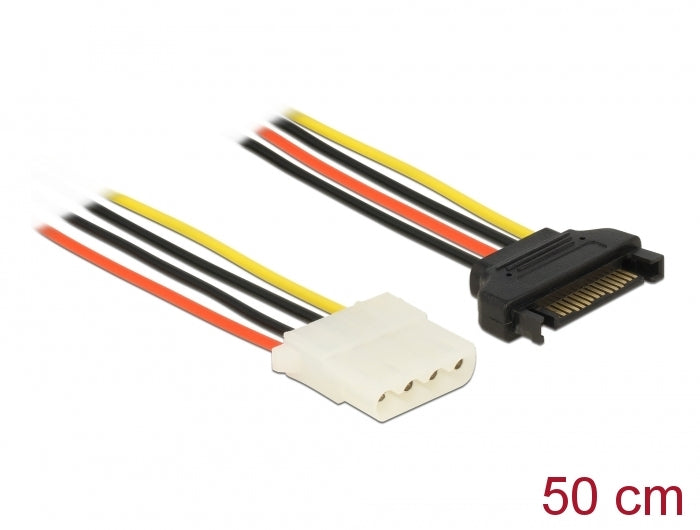 Delock Stromkabel SATA 15 Pin Stecker > 4 Pin Buchse 50 cm
